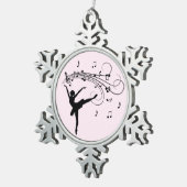 Ballerina Dancing with Music Pink Tin Sneeuwvlok Ornament (Rechts)