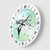 Ballerina Dancing with Muzieknoten Green Grote Klok (Hoek)