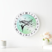 Ballerina Dancing with Muzieknoten Green Grote Klok (Huis)