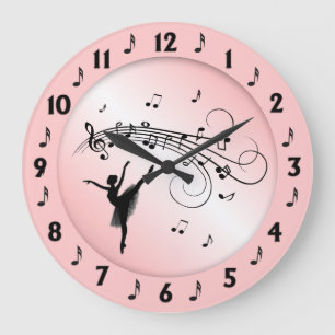 Ballerina Dancing with Muzieknoten Pink Grote Klok