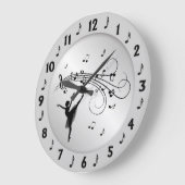 Ballerina Dancing with Muzieknoten Silver Grote Klok (Hoek)