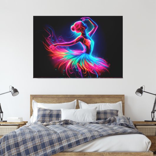 Ballerina dans kleurrijke elegante meisje heldere  canvas afdruk (Insitu (Slaapkamer))