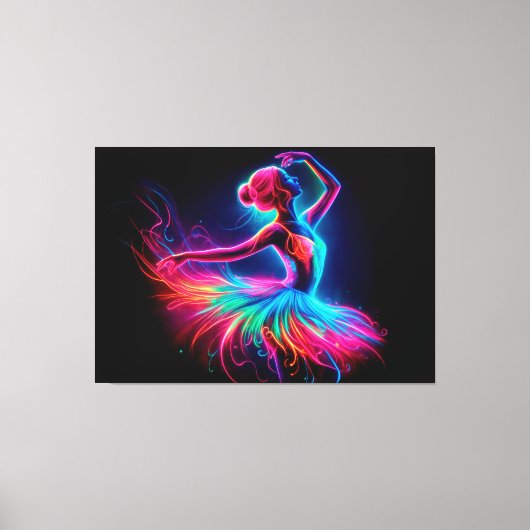 Ballerina dans kleurrijke elegante meisje heldere  canvas afdruk (Voorkant)