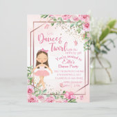 Ballerina dans pink aquarel verjaardag  kaart (Staand voorkant)