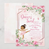 Ballerina dans roze waterverf verjaardag kaart (Voorkant / Achterkant)