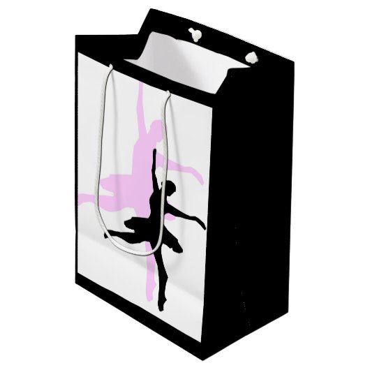 Ballerina Dans Roze & Zwart Medium Cadeauzakje (Voorkant Gekanteld)