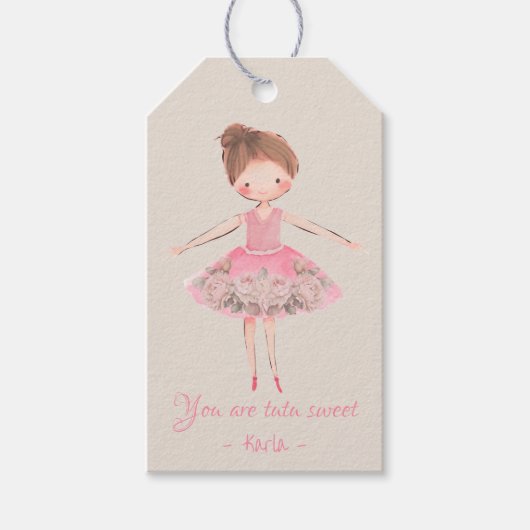 Ballerina Dans Verjaardagsfeest Cadeaulabel (Voorkant)