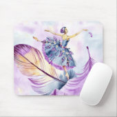 Ballerina dansen in Lavender Blue met veren Muismat (Met muis)
