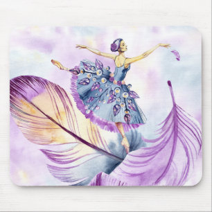 Ballerina dansen in Lavender Blue met veren Muismat