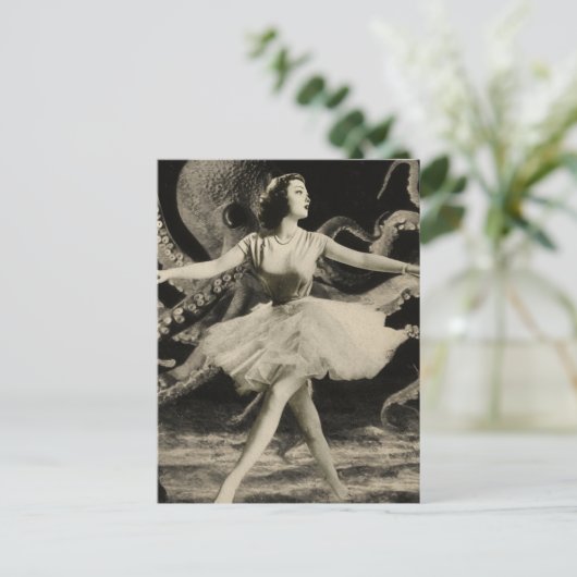 Ballerina dansen met de octopus briefkaart (Staand voorkant)