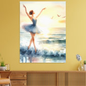 Ballerina dansen op de oceaan canvas afdruk (Insitu (Woonkamer))