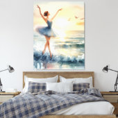 Ballerina dansen op de oceaan canvas afdruk (Insitu (Slaapkamer))