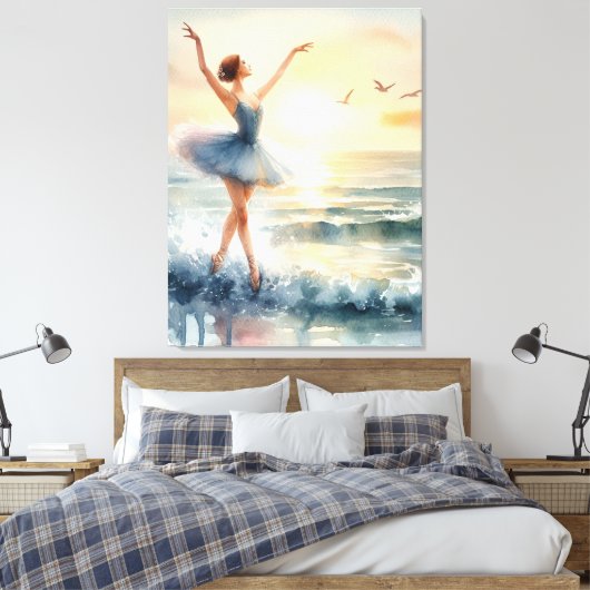 Ballerina dansen op de oceaan canvas afdruk (Insitu (Slaapkamer))