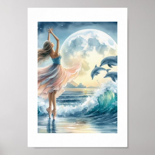 Ballerina dansen op de oceaan poster (Voorkant)