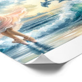 Ballerina dansen op de oceaan poster (Hoek)