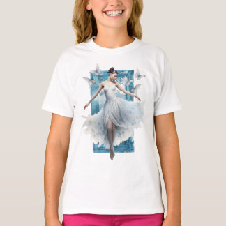 Ballerina dansen tussen een zwerm vlinders t-shirt