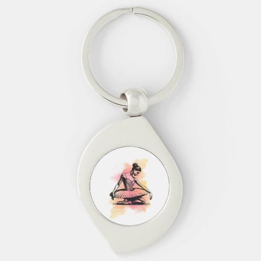 Ballerina dansend in kleur sleutelhanger (Voorkant)