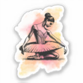 Ballerina dansend in kleur sticker (Voorkant)