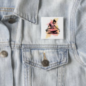 Ballerina Dansend in Kleur Vierkante Button 5,1 Cm (In situ)