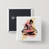 Ballerina Dansend in Kleur Vierkante Button 5,1 Cm (Voorkant /achterkant)