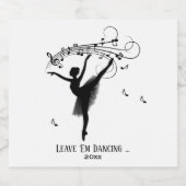 Ballerina Dansend met Muziek Persoonlijk Sparkling Wijnetiket (Enkel label)