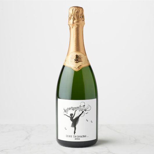 Ballerina Dansend met Muziek Persoonlijk Sparkling Wijnetiket (Voorkant)
