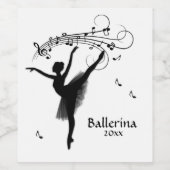 Ballerina Dansend met Muziek Persoonlijk Wijn Etiket (Enkel label)