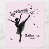 Ballerina Dansend met Muziek Persoonlijk Wijn Etiket (Enkel label)