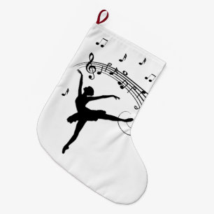 Ballerina Dansend met Muzieknoten Grote Kerstsok