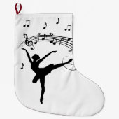 Ballerina Dansend met Muzieknoten Grote Kerstsok (Voorkant)