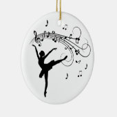 Ballerina Dansend met Muzieknoten Keramisch Ornament (Rechts)