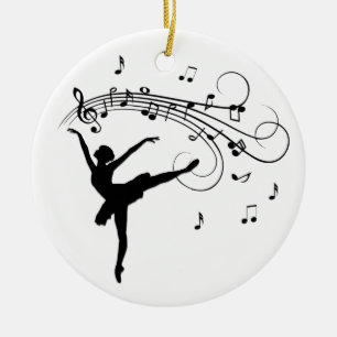 Ballerina Dansend met Muzieknoten Keramisch Ornament