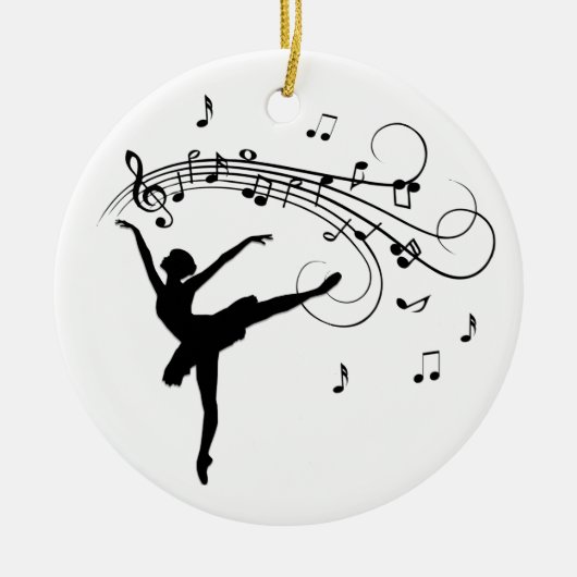 Ballerina Dansend met Muzieknoten Keramisch Ornament (Voorkant)