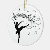 Ballerina Dansend met Muzieknoten Keramisch Ornament (Links)