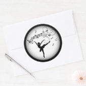 Ballerina Dansend met Muzieknoten Ronde Sticker (Envelop)