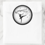 Ballerina Dansend met Muzieknoten Ronde Sticker (Tas)
