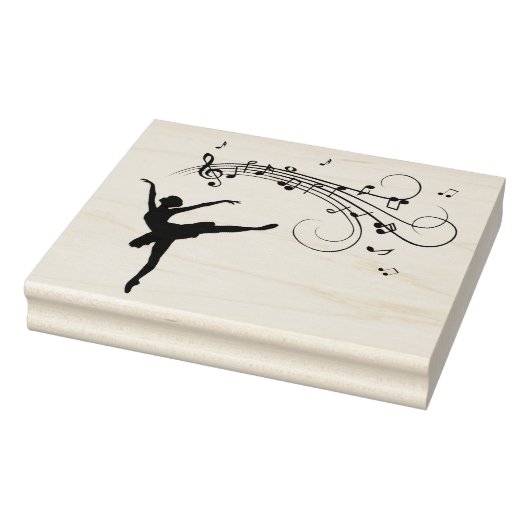 Ballerina Dansend met Muzieknoten Rubberstempel (Stempel)
