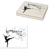 Ballerina Dansend met Muzieknoten Rubberstempel (Gestempeld)
