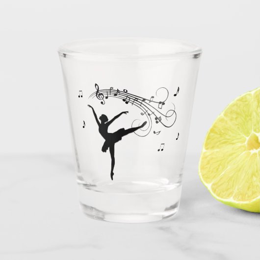 Ballerina Dansend met Muzieknoten Shot Glas (Voorkant)