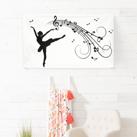 Ballerina Dansend met Muzieknoten Spandoek (Insitu)