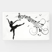 Ballerina Dansend met Muzieknoten Spandoek (Horizontaal)