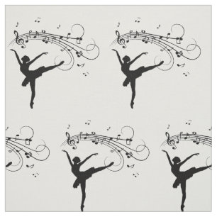 Ballerina Dansend met Muzieknoten Stof