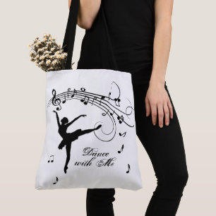 Ballerina Dansend met Muzieknoten Tote Bag