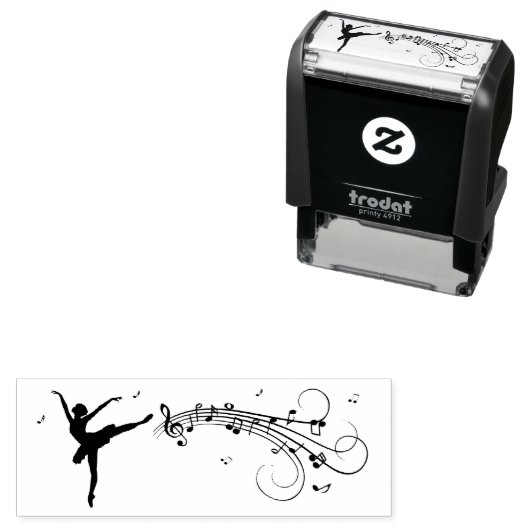 Ballerina Dansend met Muzieknoten Zelfinktende Stempel (In situ)