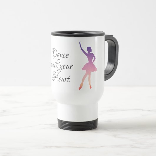 Ballerina dansend silhouette roze paars reisbeker (Voorkant rechts)