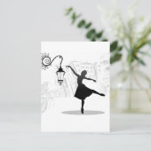 Ballerina dansende illustratie briefkaart (Staand voorkant)