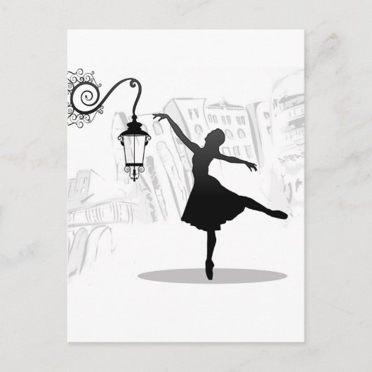 Ballerina dansende illustratie briefkaart (Voorkant)