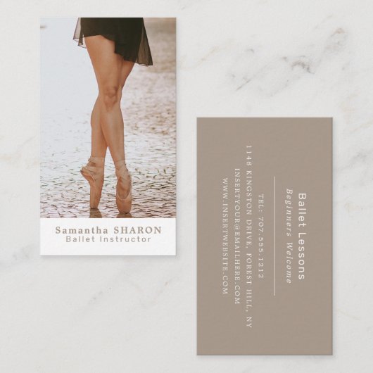 Ballerina danser, balletdansinstructeur visitekaartje (Voorkant / Achterkant)