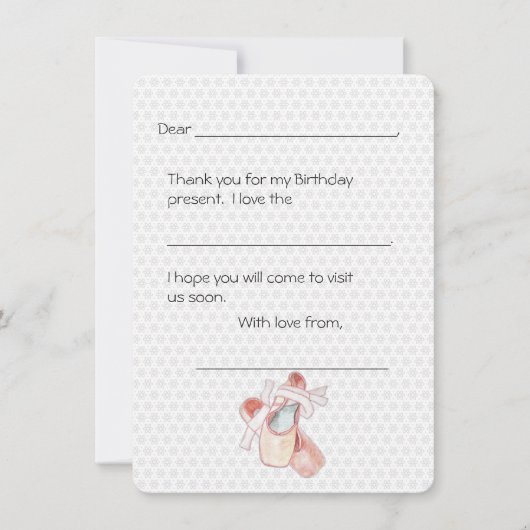 Ballerina Danser Bedankt Kinderen Brief (Voorkant)