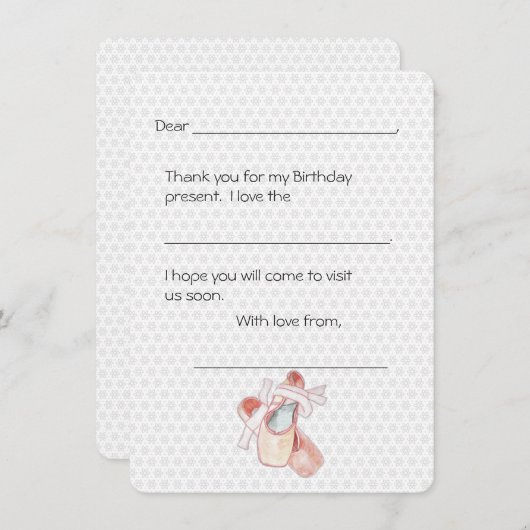 Ballerina Danser Bedankt Kinderen Briefje (Voorkant / Achterkant)